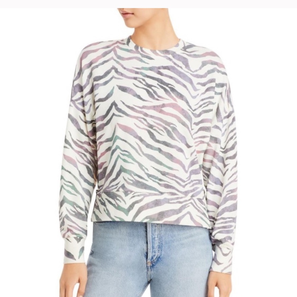 NWOT Rails Marlo Tiger Stripe Animal Print Side Zip Terry Sweatshirt XS